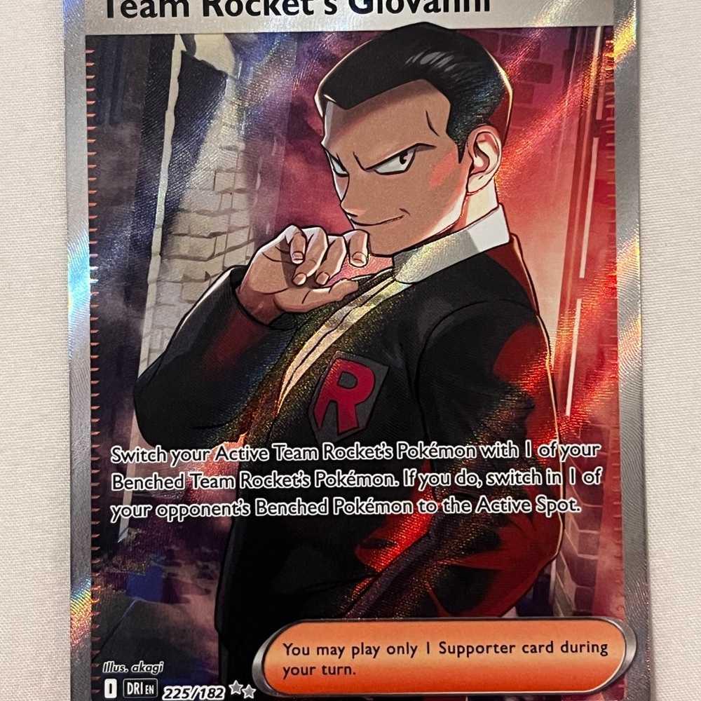 Pokemon Team Rocket's Giovanni Card - Red, Black, White